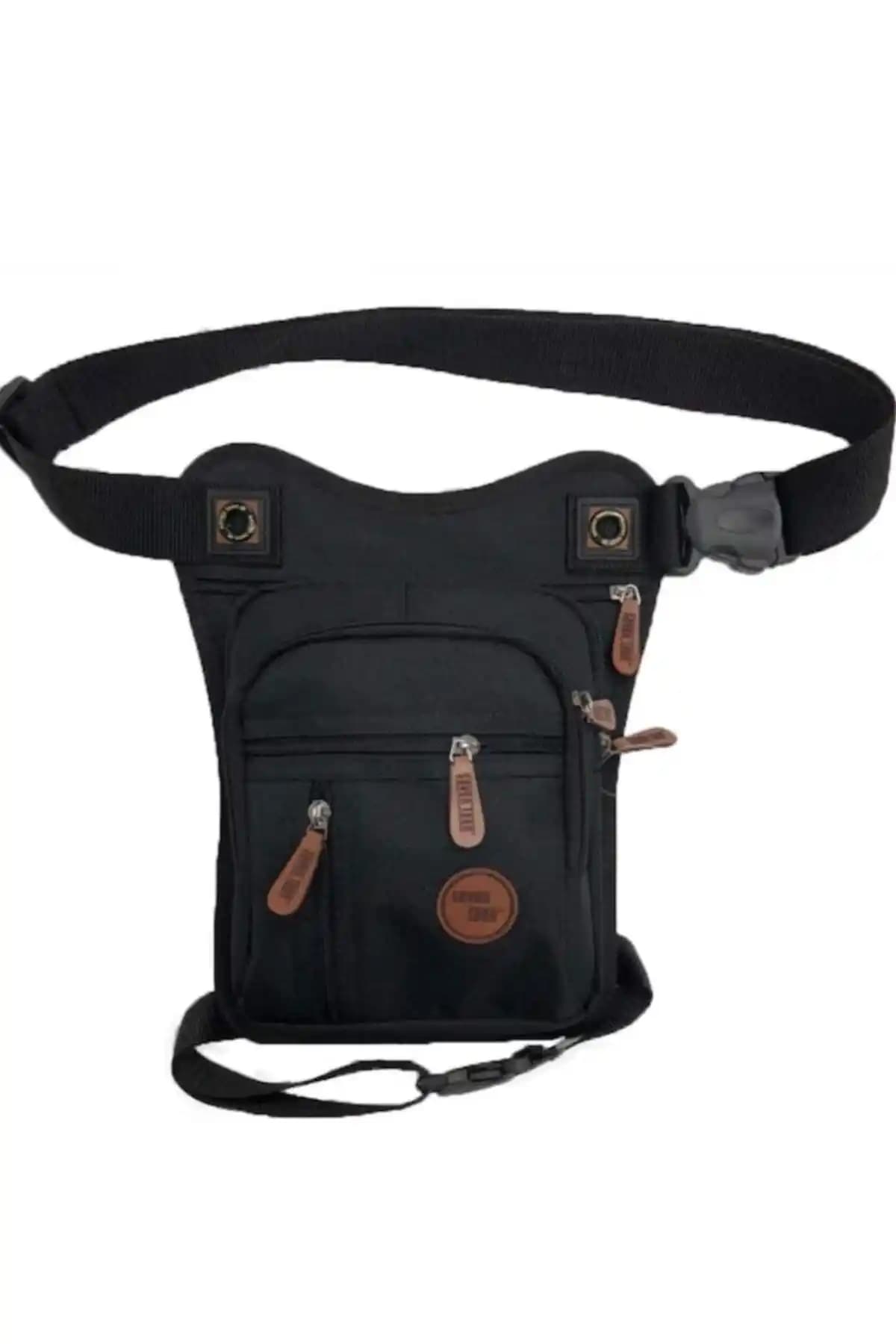 SEVENTEEN Çok Gözlü Kanvas Motorcu Çantası Bel ve Bacak Bölgesine Uyum Sağlar